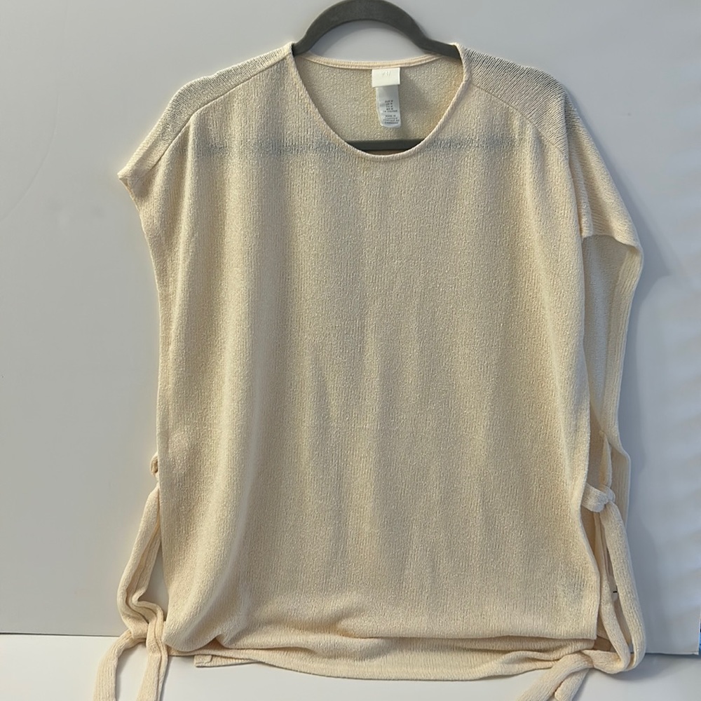 H&M cream cover up layer vest with side tie